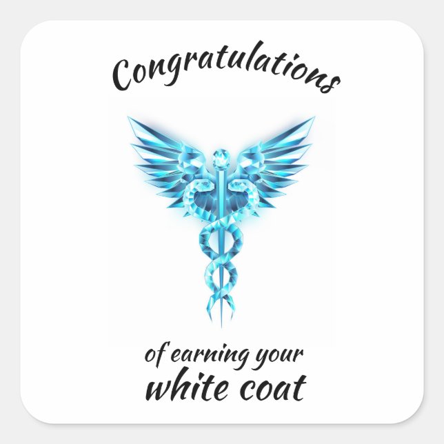 White Coat Ceremony Crystal Medical  Square Sticker (Front)