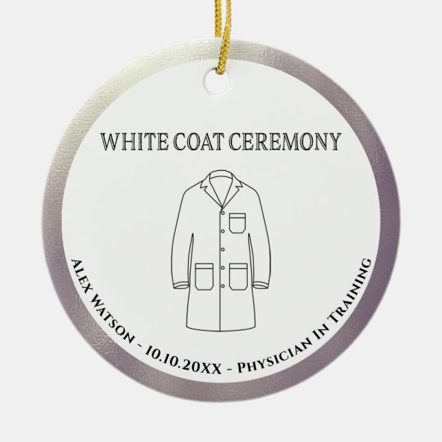 White Coat Ceremony Doctor Physician Monogrammed Ceramic Tree Decoration (Front)