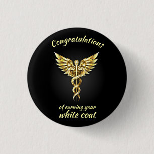 White Coat Ceremony Gold Medical 3 Cm Round Badge