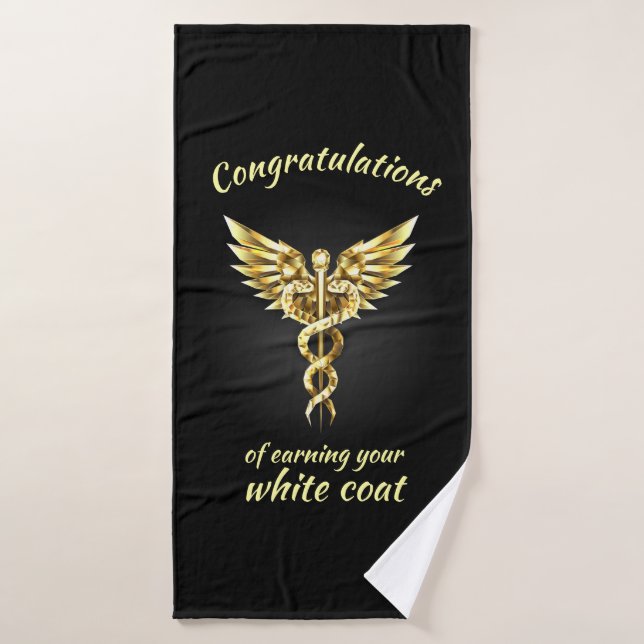 White Coat Ceremony Gold Medical  Bath Towel (Bath Towel)
