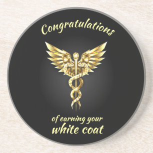 White Coat Ceremony Gold Medical  Coaster