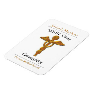 White Coat Ceremony Gold Medical, Custom Gift Magnet