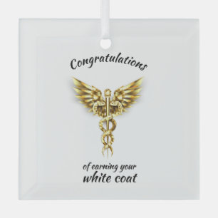 White Coat Ceremony Gold Medical  Glass Tree Decoration