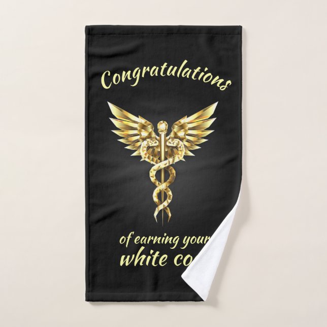 White Coat Ceremony Gold Medical  Hand Towel (Hand Towel)