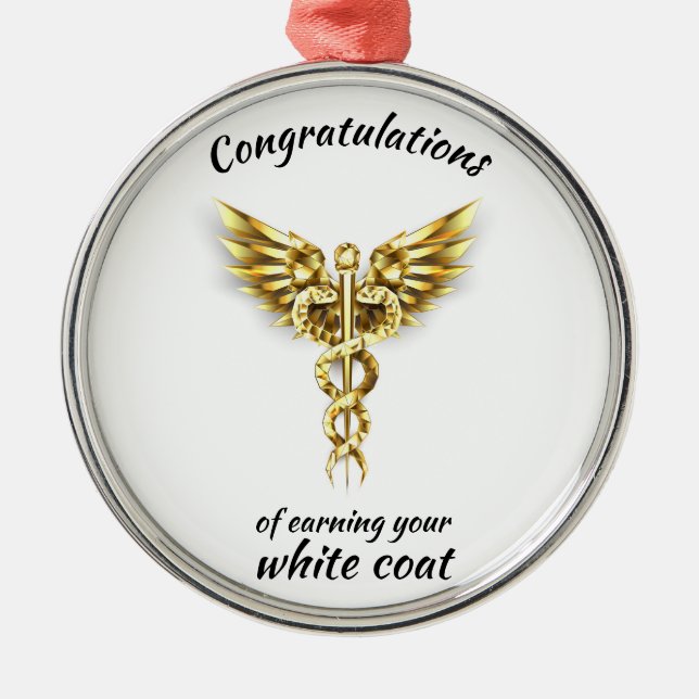 White Coat Ceremony Gold Medical  Metal Tree Decoration (Front)