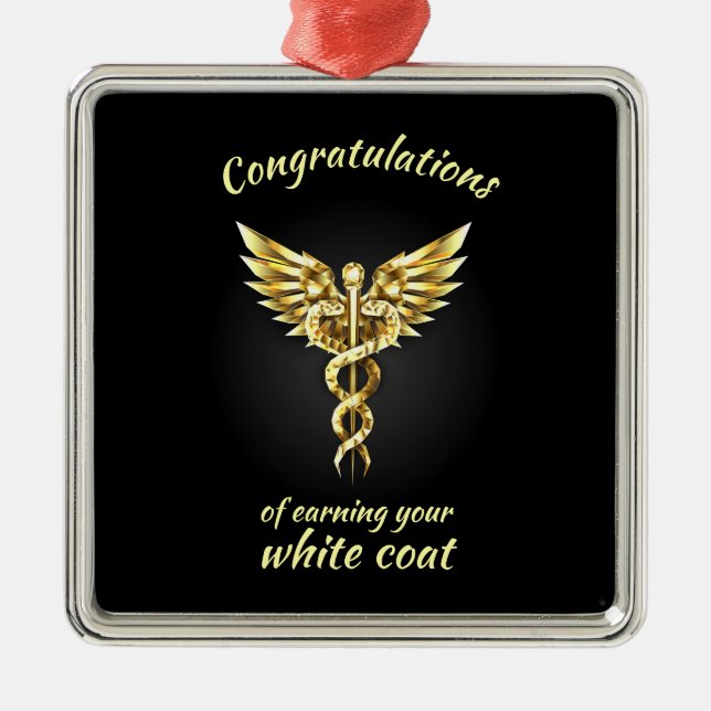 White Coat Ceremony Gold Medical  Metal Tree Decoration (Front)
