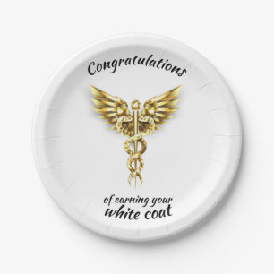 White Coat Ceremony Gold Medical Paper Plate