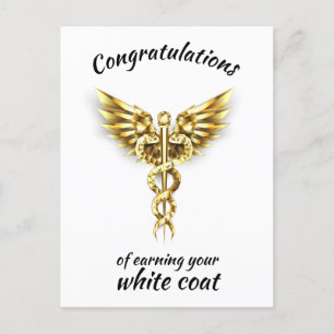 White Coat Ceremony Gold Medical  Postcard