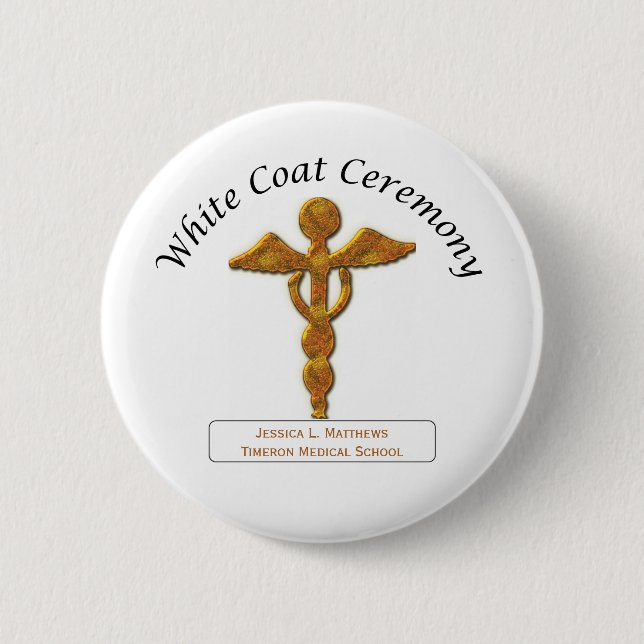 White Coat Ceremony Gold Medical, Round Gifts 6 Cm Round Badge (Front)