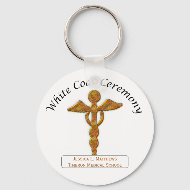 White Coat Ceremony Gold Medical, Round Gifts Key Ring (Front)