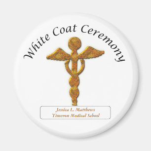 White Coat Ceremony Gold Medical, Round Gifts Magnet