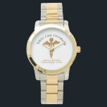 White Coat Ceremony Gold Medical, Round Gifts Watch<br><div class="desc">Congratulate the students on a white coat ceremony. Select from these round variations of gift items printed with a medical symbol. You may personalise with the person's name to make it more special. This is a perfect gift you can give for their achievements.</div>