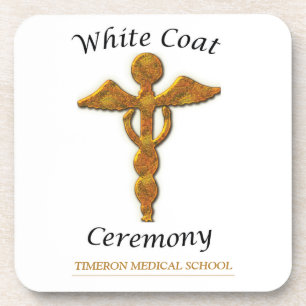 White Coat Ceremony Gold Medical, Square Gift Item Coaster