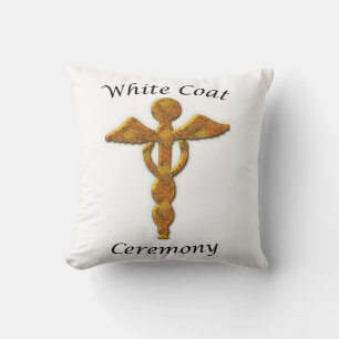 White Coat Ceremony Gold Medical, Square Gift Item Cushion