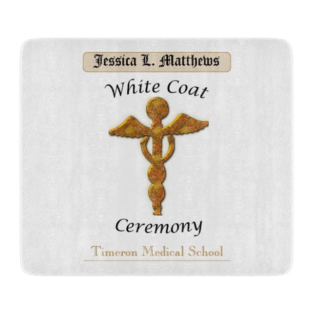 White Coat Ceremony Gold Medical, Square Gift Item Cutting Board (Front)