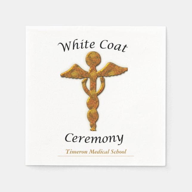White Coat Ceremony Gold Medical, Square Gift Item Napkin (Front)
