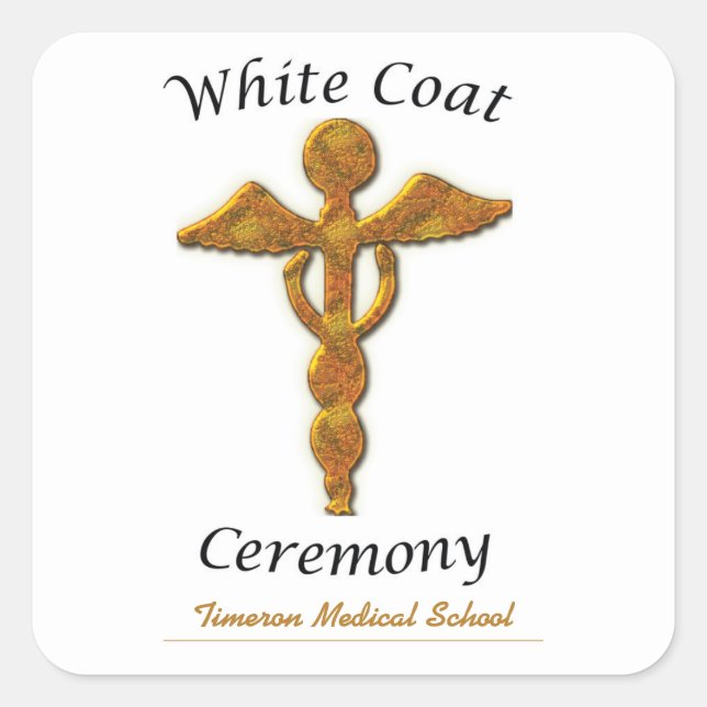 White Coat Ceremony Gold Medical, Square Gift Item Sticker (Front)