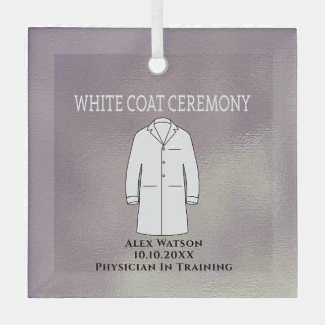 White Coat Ceremony Keepsake Physician Doctor Glass Tree Decoration (Front)