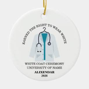 White Coat Ceremony Ornament, Doctor Graduation Ceramic Tree Decoration