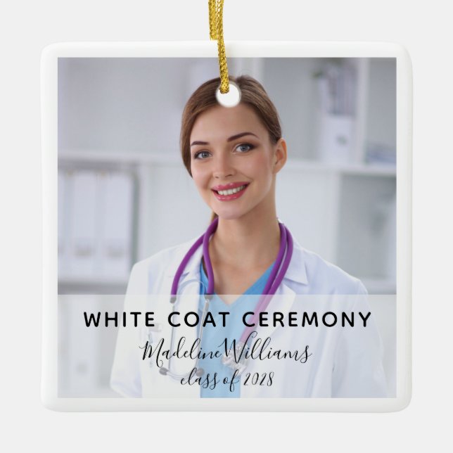 White Coat Ceremony Photo Ornament (Front)