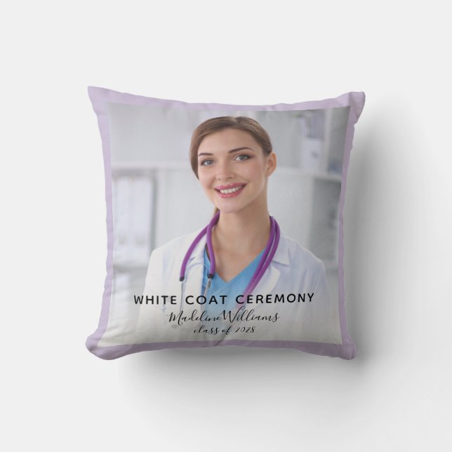 White Coat Ceremony Photo Ornament Cushion (Front)