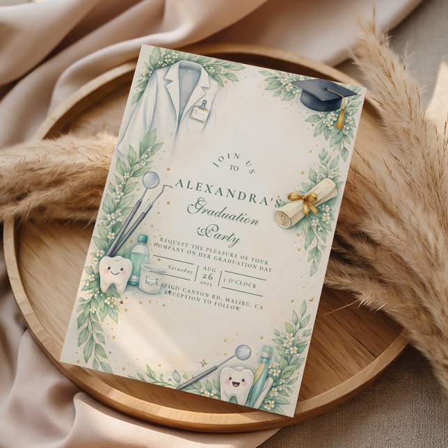 White Coat Dentist Graduation Celebration Invitation (Creator Uploaded)