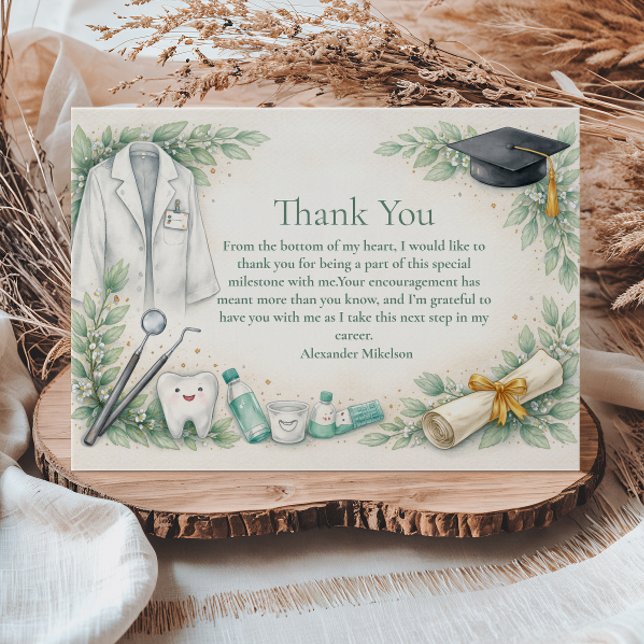 White Coat Dentist Graduation Celebration Thank You Card (Creator Uploaded)