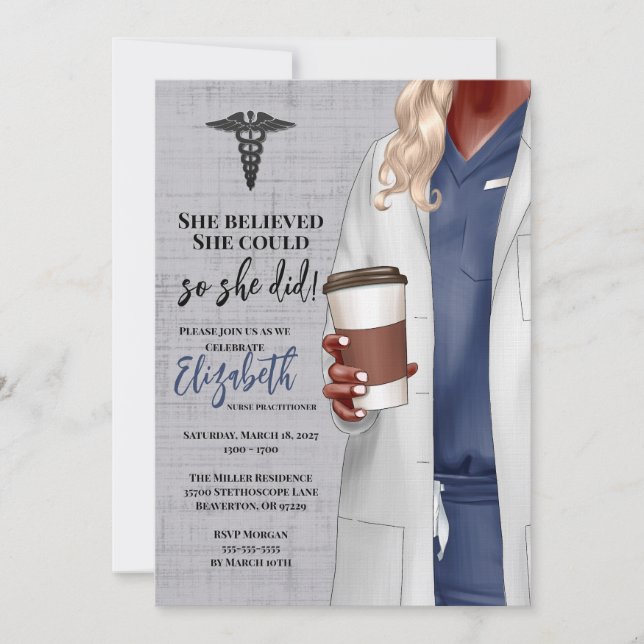 White Coat Medical School Graduation Invitation (Front)