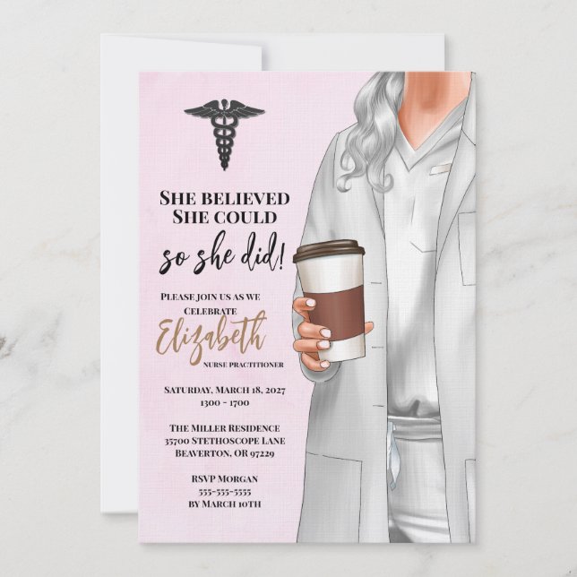 White Coat Medical School Graduation Invitation (Front)