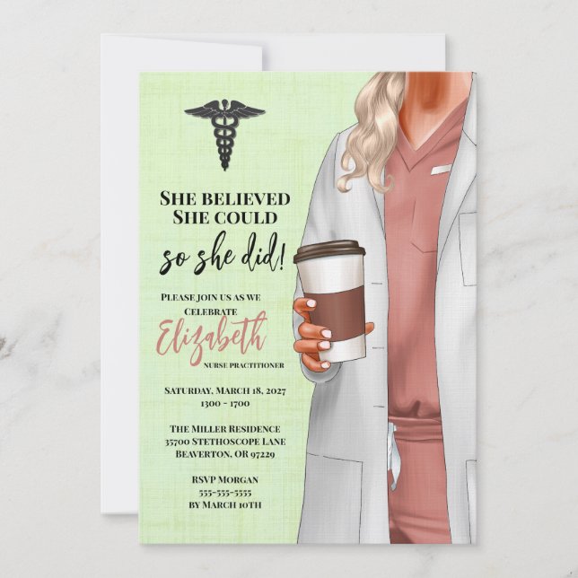 White Coat Medical School Graduation Invitation (Front)