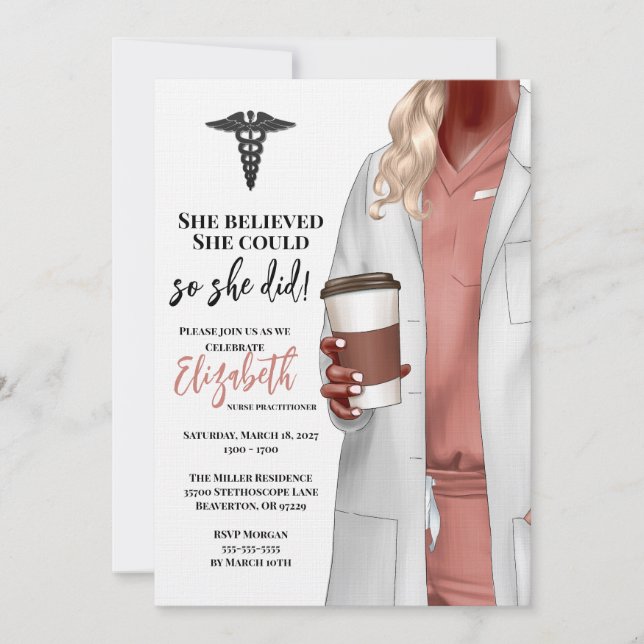 White Coat Medical School Graduation Invitation (Front)