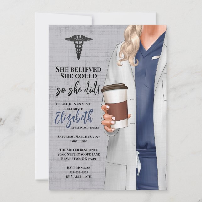 White Coat Medical School Graduation Invitation (Front)