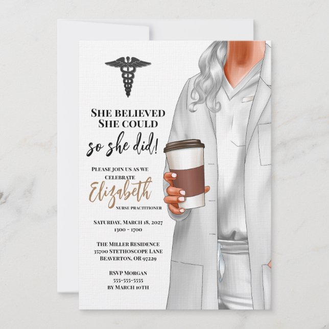 White Coat Medical School Graduation Invitation (Front)