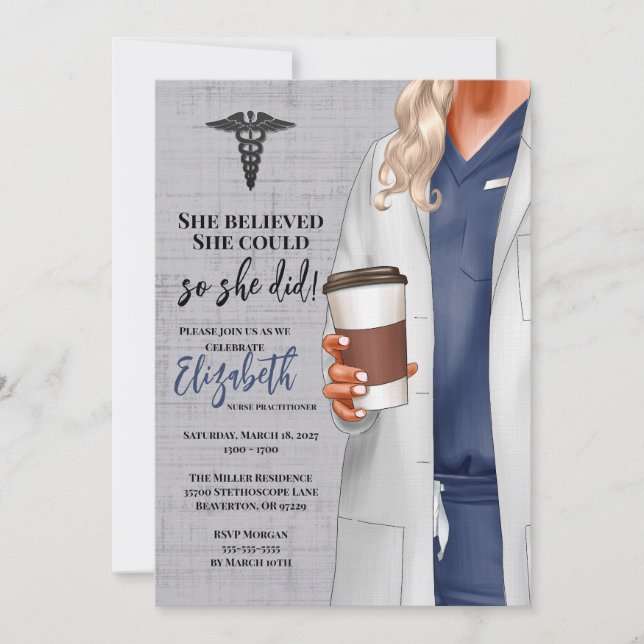 White Coat Medical School Graduation Invitation (Front)