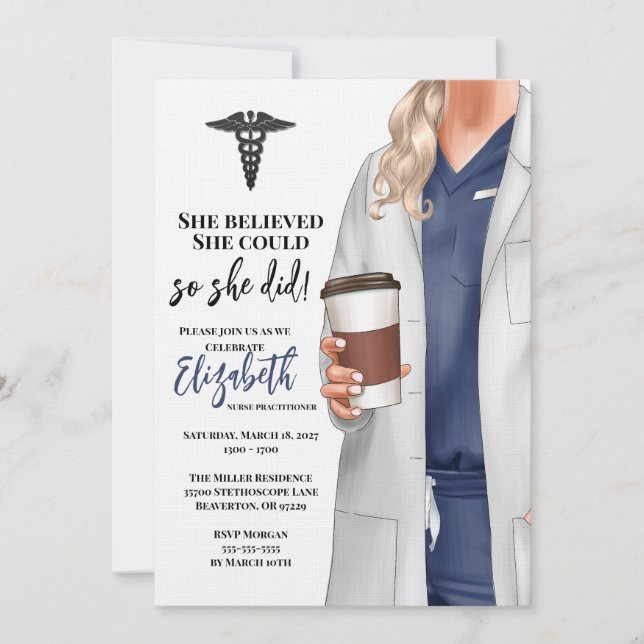 White Coat Medical School Graduation Invitation (Front)
