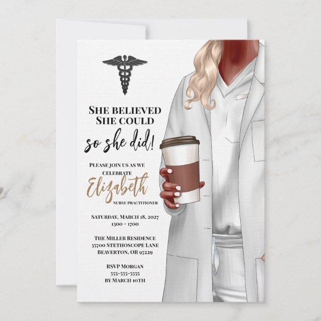 White Coat Medical School Graduation Invitation (Front)