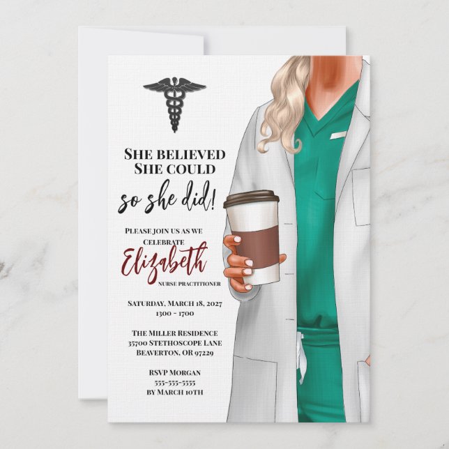 White Coat Medical School Graduation Invitation (Front)