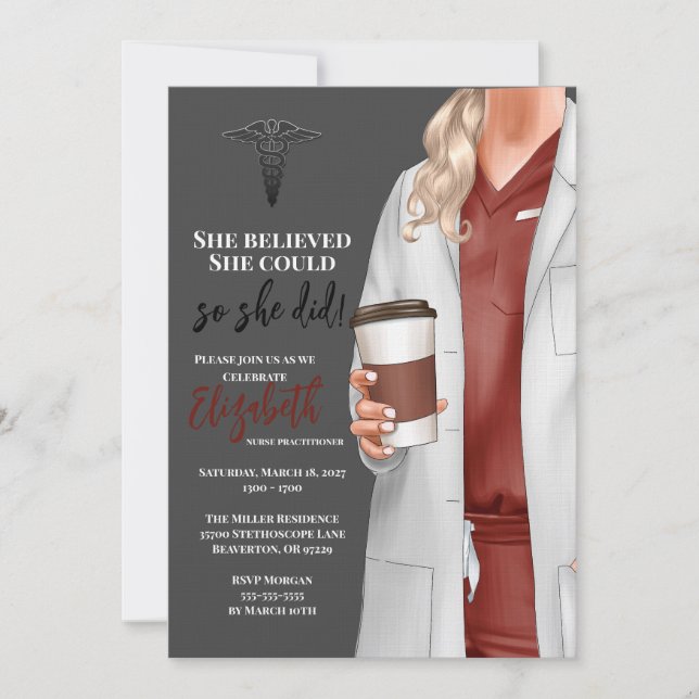 White Coat Medical School Graduation Invitation (Front)