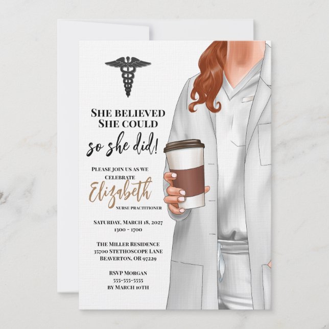 White Coat Medical School Graduation Invitation (Front)