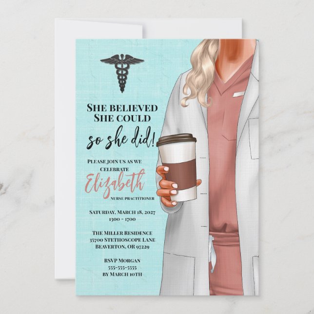 White Coat Medical School Graduation Invitation (Front)