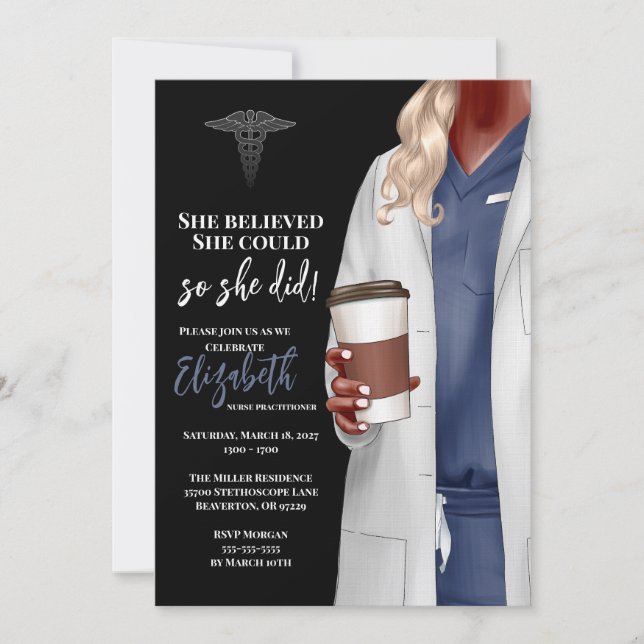 White Coat Medical School Graduation Invitation (Front)