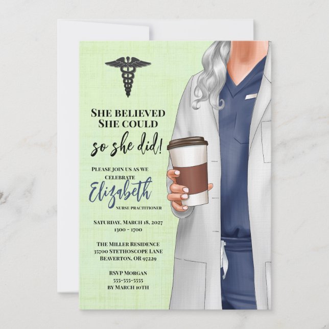 White Coat Medical School Graduation Invitation (Front)