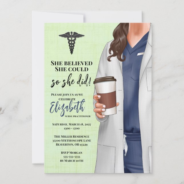 White Coat Medical School Graduation Invitation (Front)