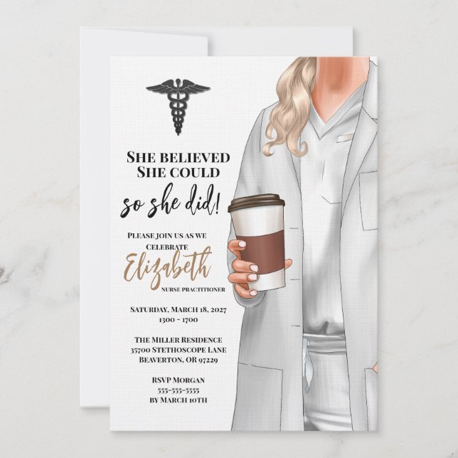 White Coat Medical School Graduation Invitation (Front)