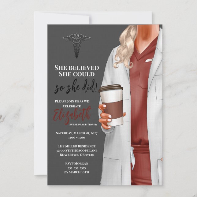 White Coat Medical School Graduation Invitation (Front)
