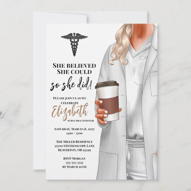 White Coat Medical School Graduation Invitation (Front)