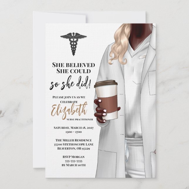 White Coat Medical School Graduation Invitation (Front)