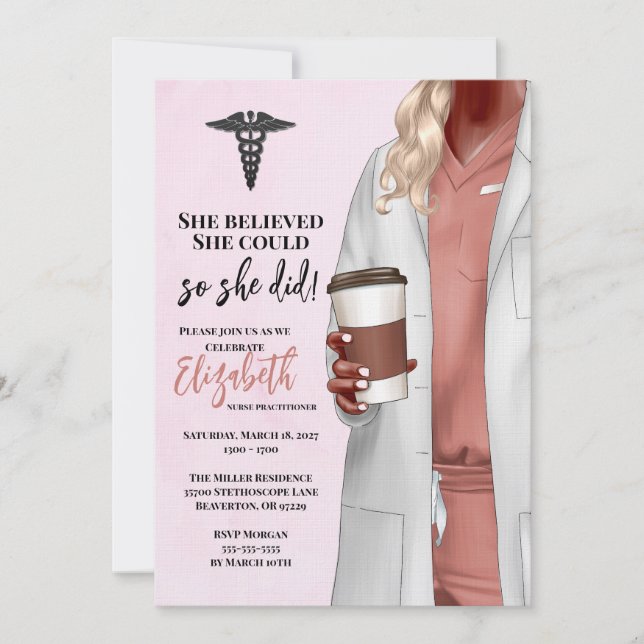 White Coat Medical School Graduation Invitation (Front)
