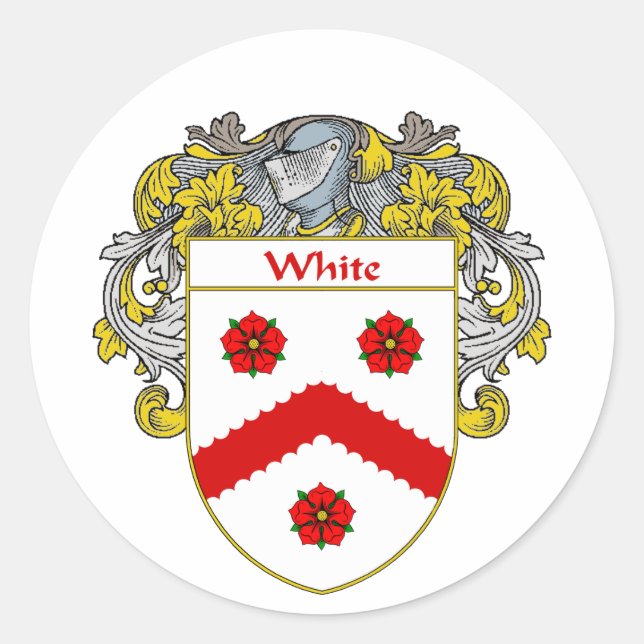 White Coat of Arms (Mantled) Classic Round Sticker (Front)