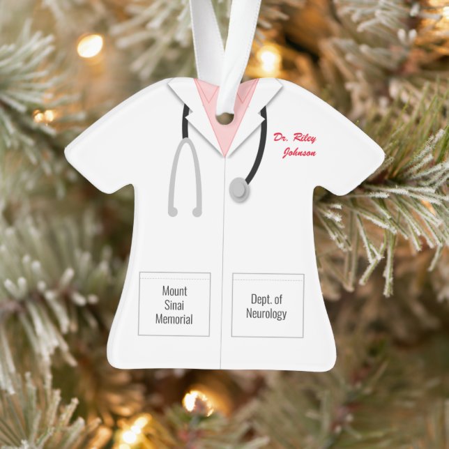 White Coat Pink Shirt Doctor Profession Ornament (Tree)
